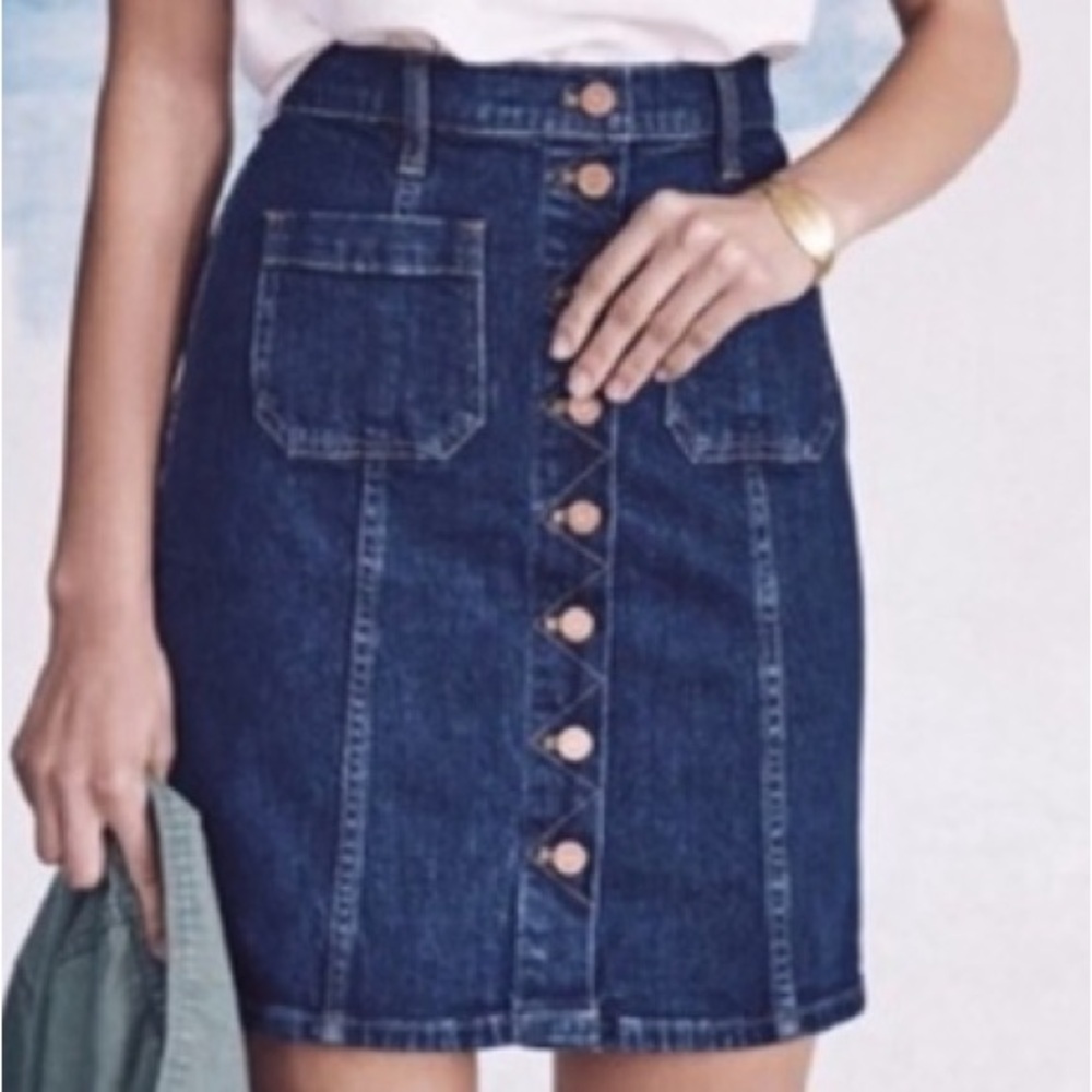 70’s Inspired Denim Button Front A-Line Skirt 28 Waist